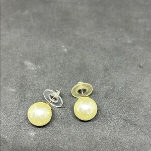 Large Pearl Earrings with gold accents